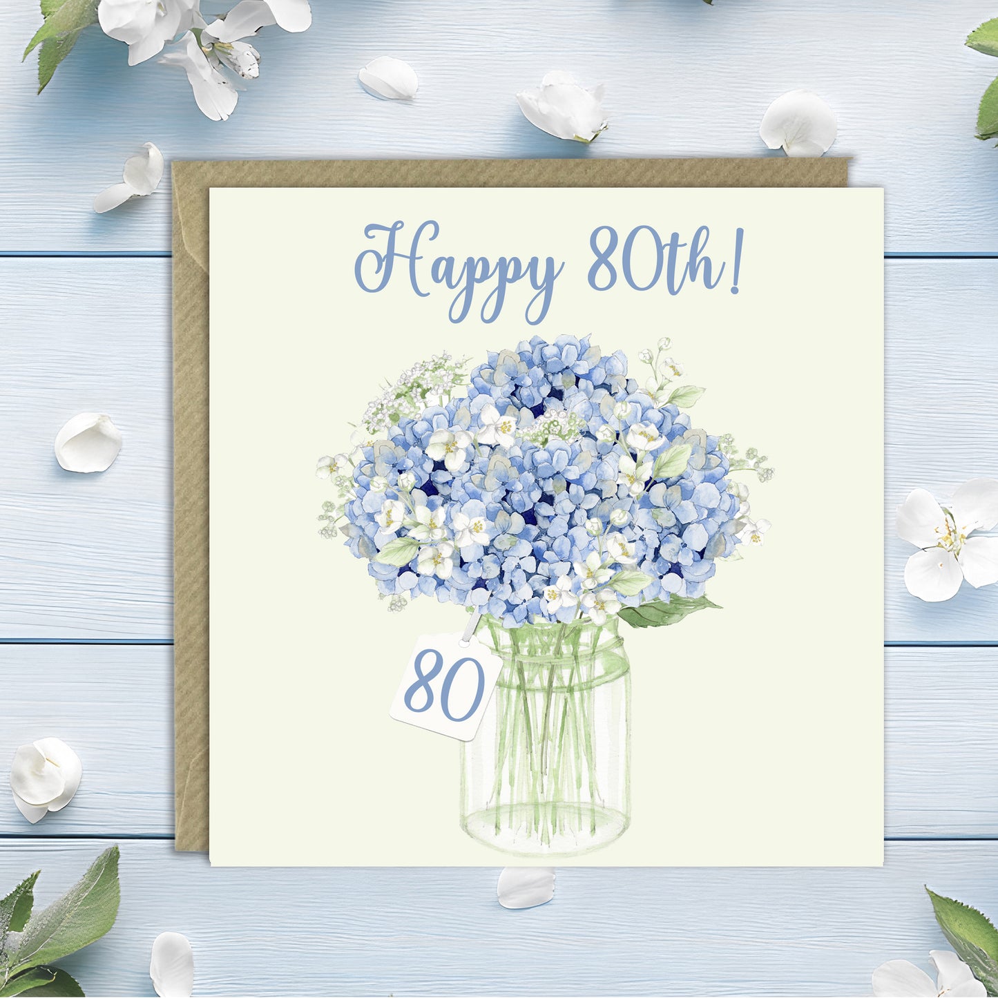 80th Birthday Card – Recycled 80th Floral Greeting Card