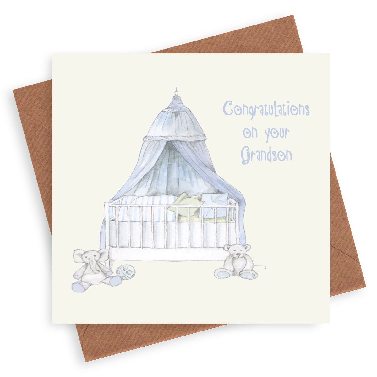 New Grandson – Luxury Greeting Card with Kraft Envelope Included