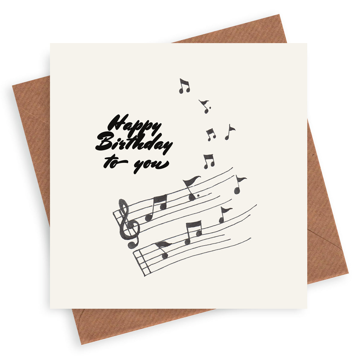 Music Notes – Luxury Birthday Greeting Card with Kraft Envelope Included