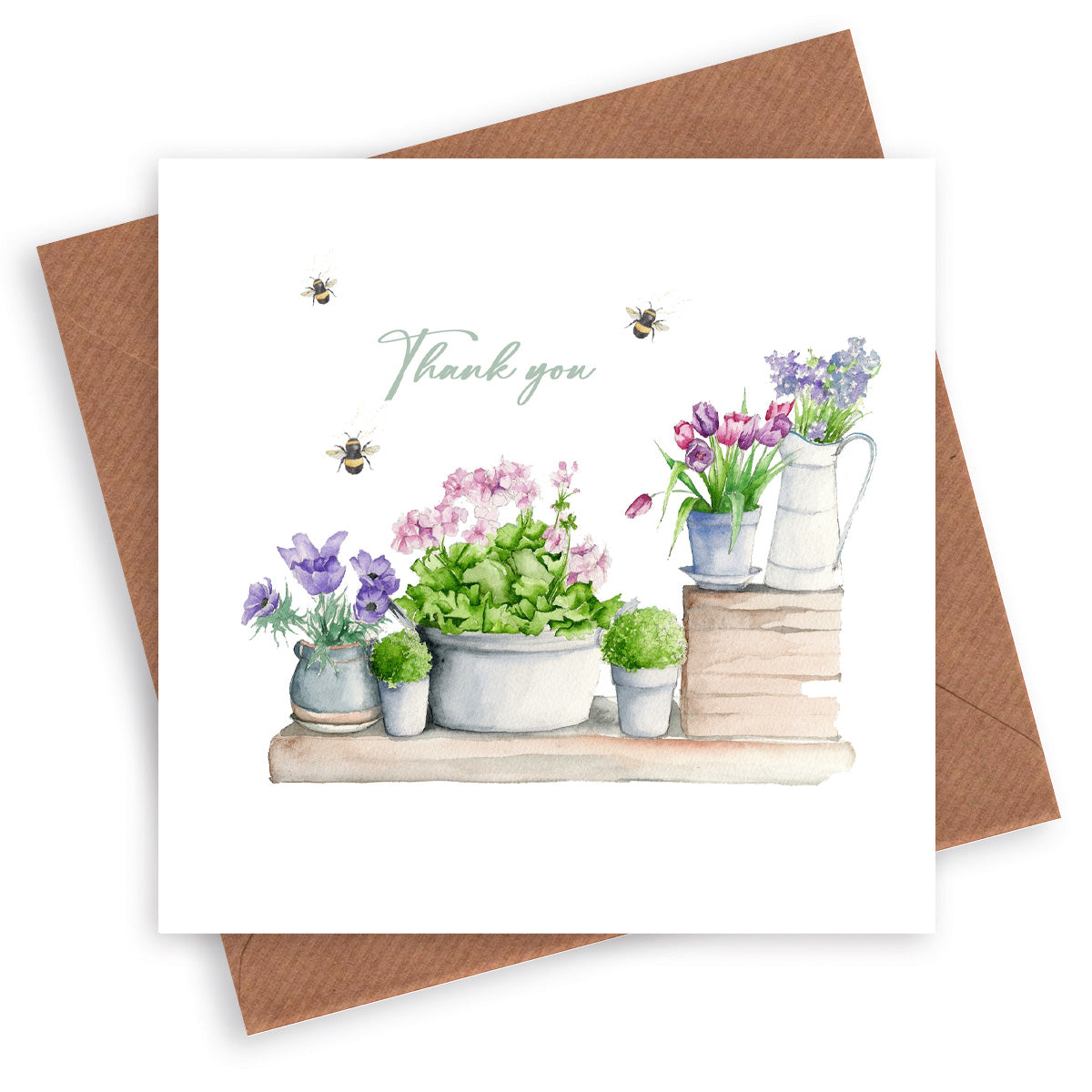 Plant Shelf Thank You– Luxury Greeting Card with Kraft Envelope Included