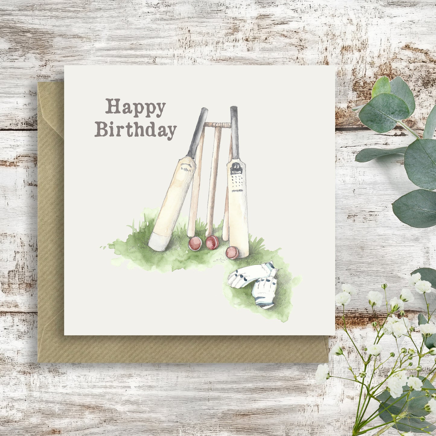 Cricket– Luxury Birthday Greeting Card with Kraft Envelope Included