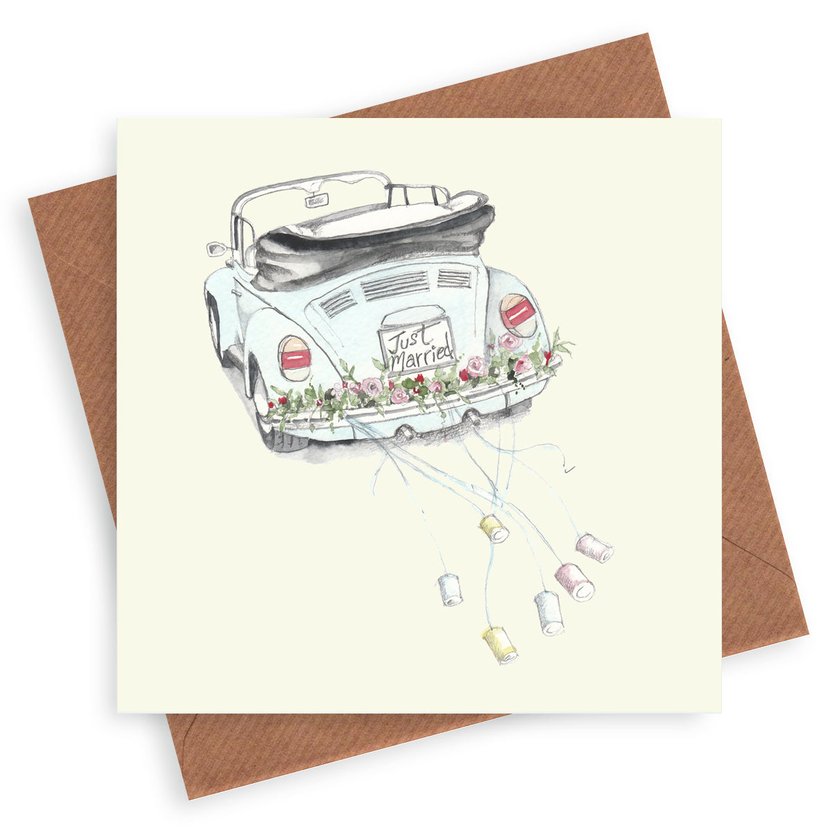 Wedding Car – Luxury Wedding Day Greeting Card with Kraft Envelope Included