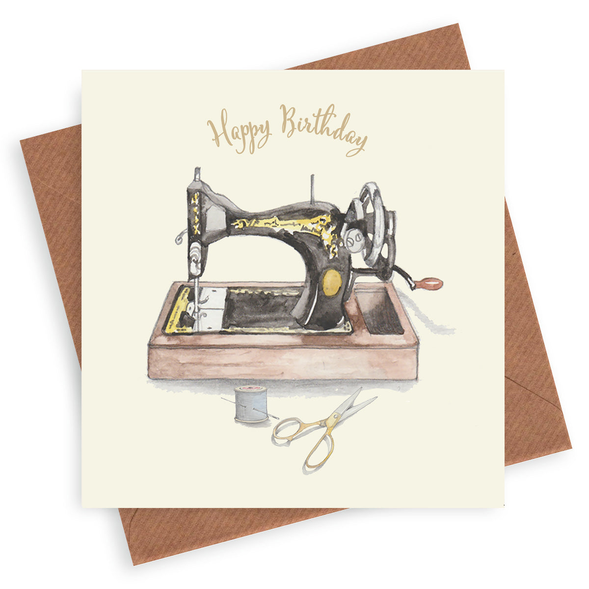 Sewing Machine – Luxury Birthday Greeting Card with Kraft Envelope Included