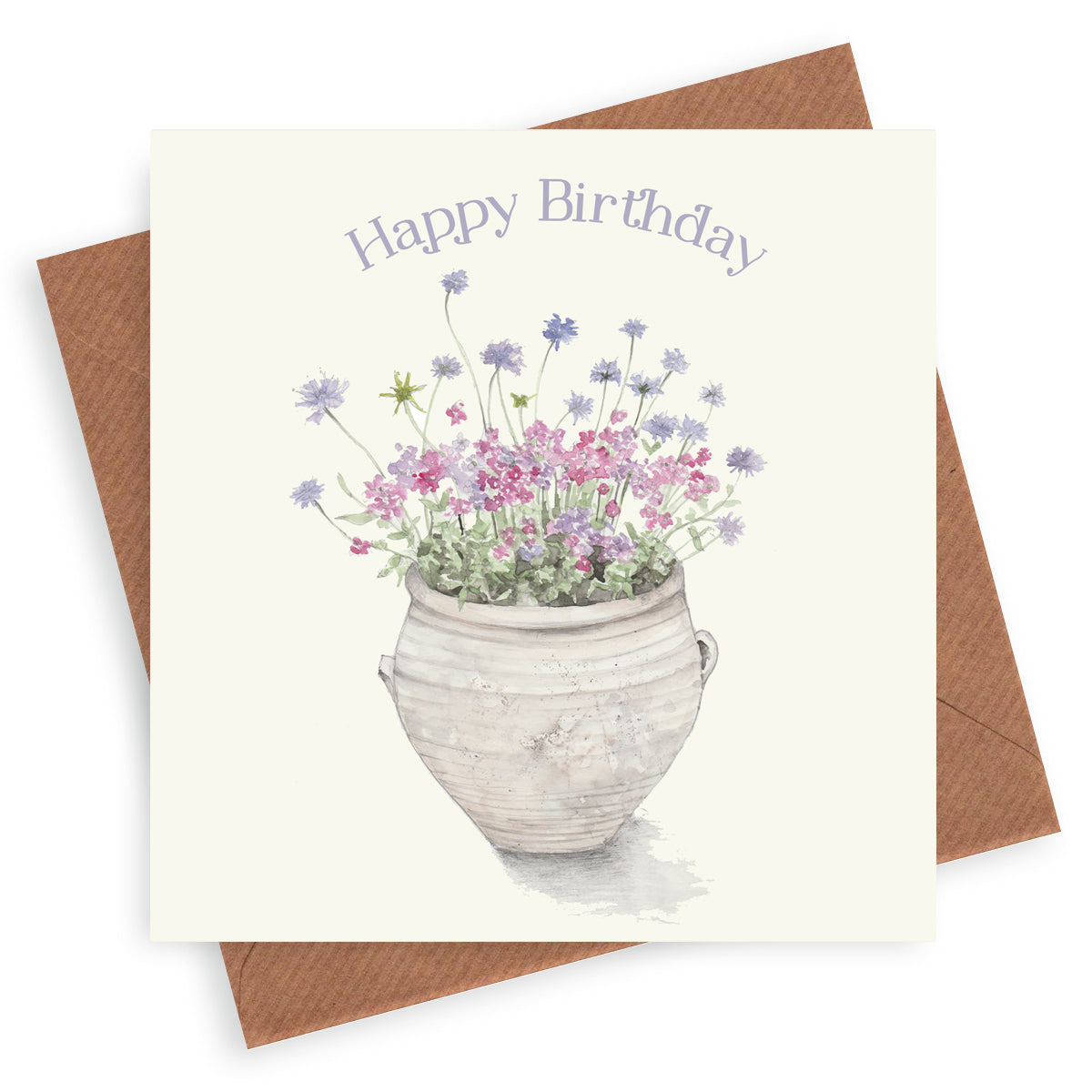 Garden Pot – Luxury Birthday Greeting Card with Kraft Envelope Included
