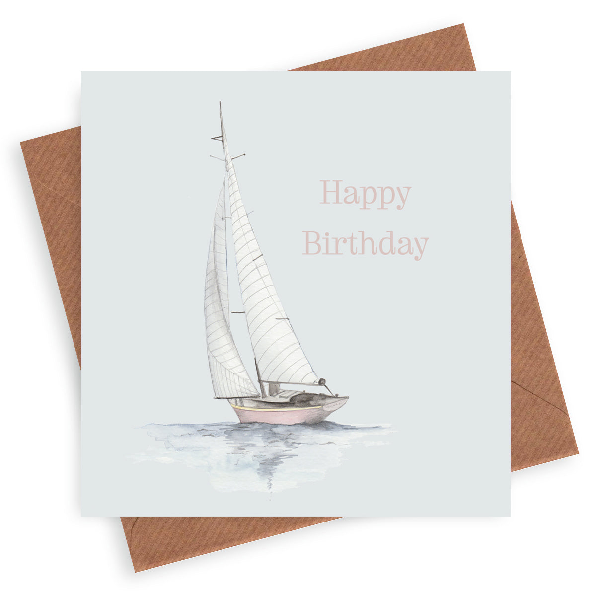 Sailing Boat – Luxury Birthday Greeting Card with Kraft Envelope Included