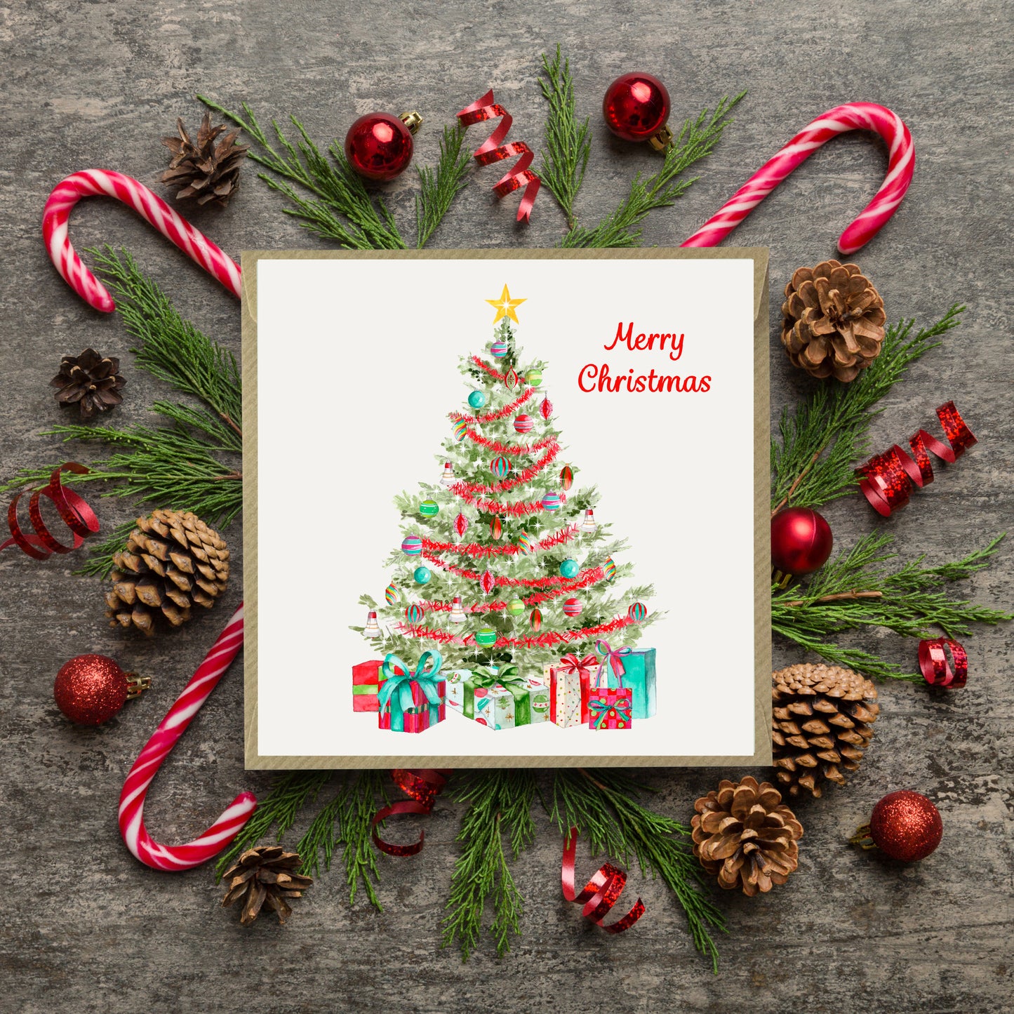 Classic Christmas Tree Festive Card -  Luxury Christmas Greeting Card