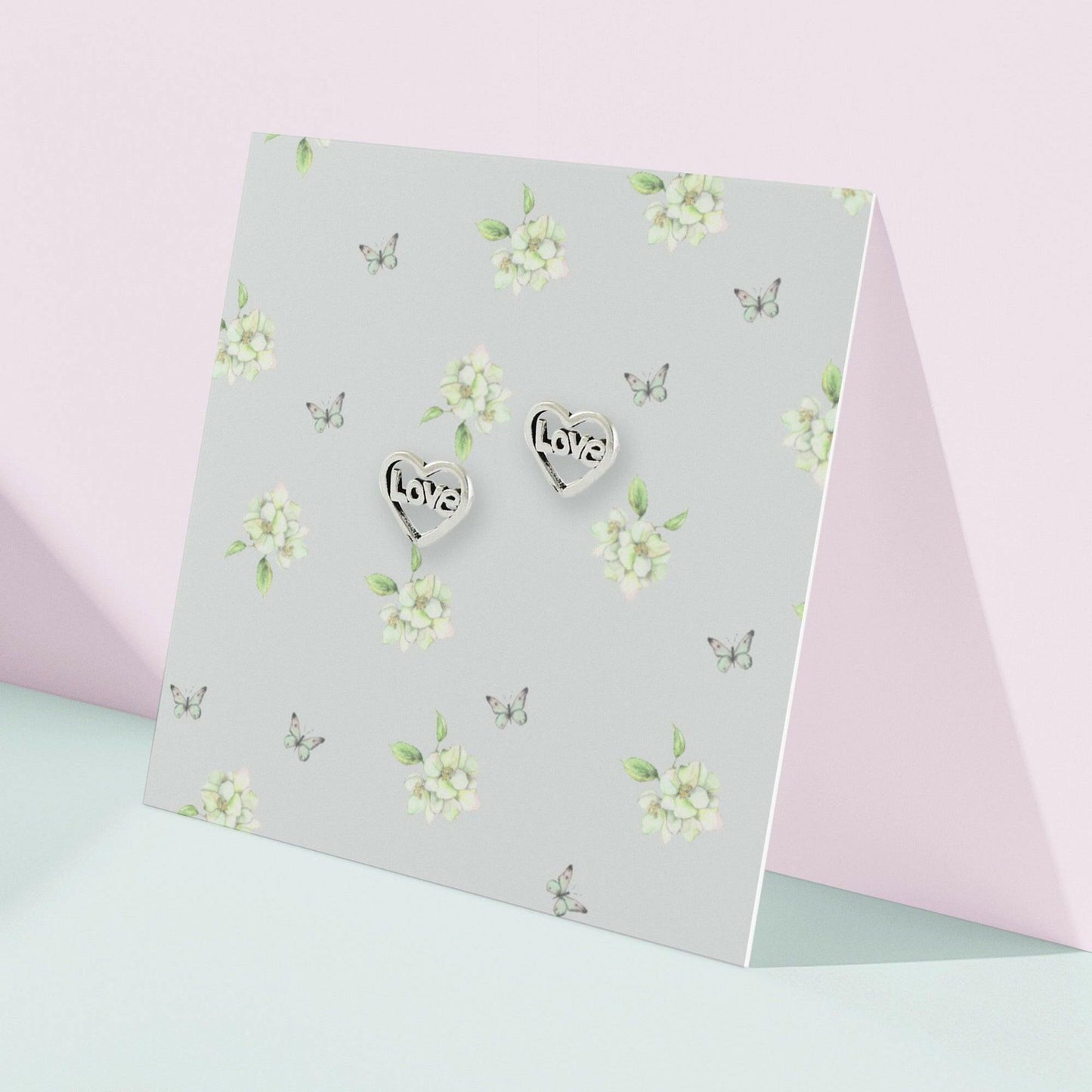 Heart Silver Stud Earrings - Elegant Jewellery - Crumble and Core