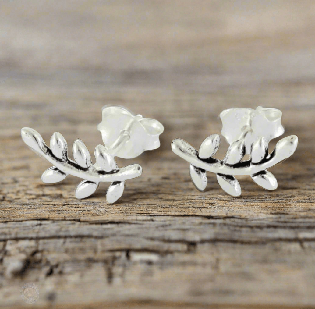 Leaf Silver Stud Earrings -Stylish Earrings for Women - Crumble and Core