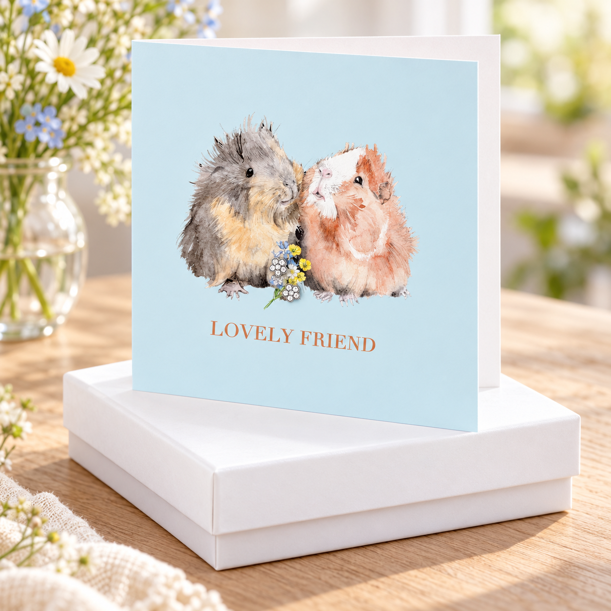 Sterling Silver Stud Earrings – Guinea Pig Animal Lover Gifts on Eco Friendly Card