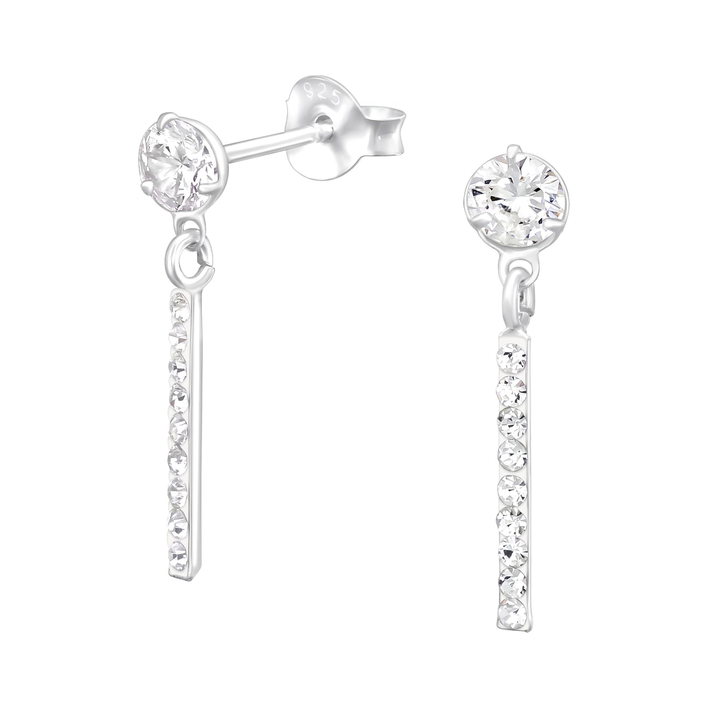 Silver Stud Earrings – Sparkling Dangle Studs - Hypoallergenic - 925 Sterling - Jewellery Gift