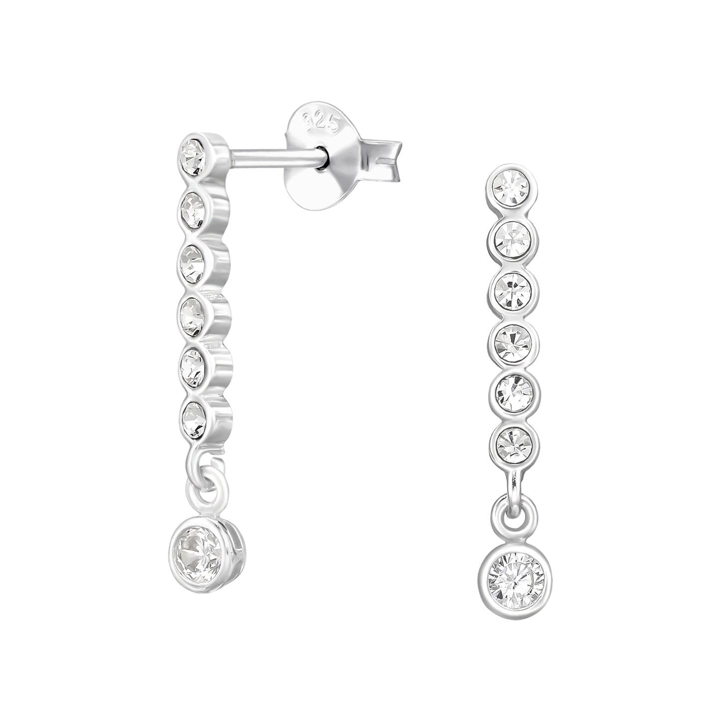 Silver Stud Earrings – Sparkling Dangle Studs - Hypoallergenic - 925 Sterling - Jewellery Gift