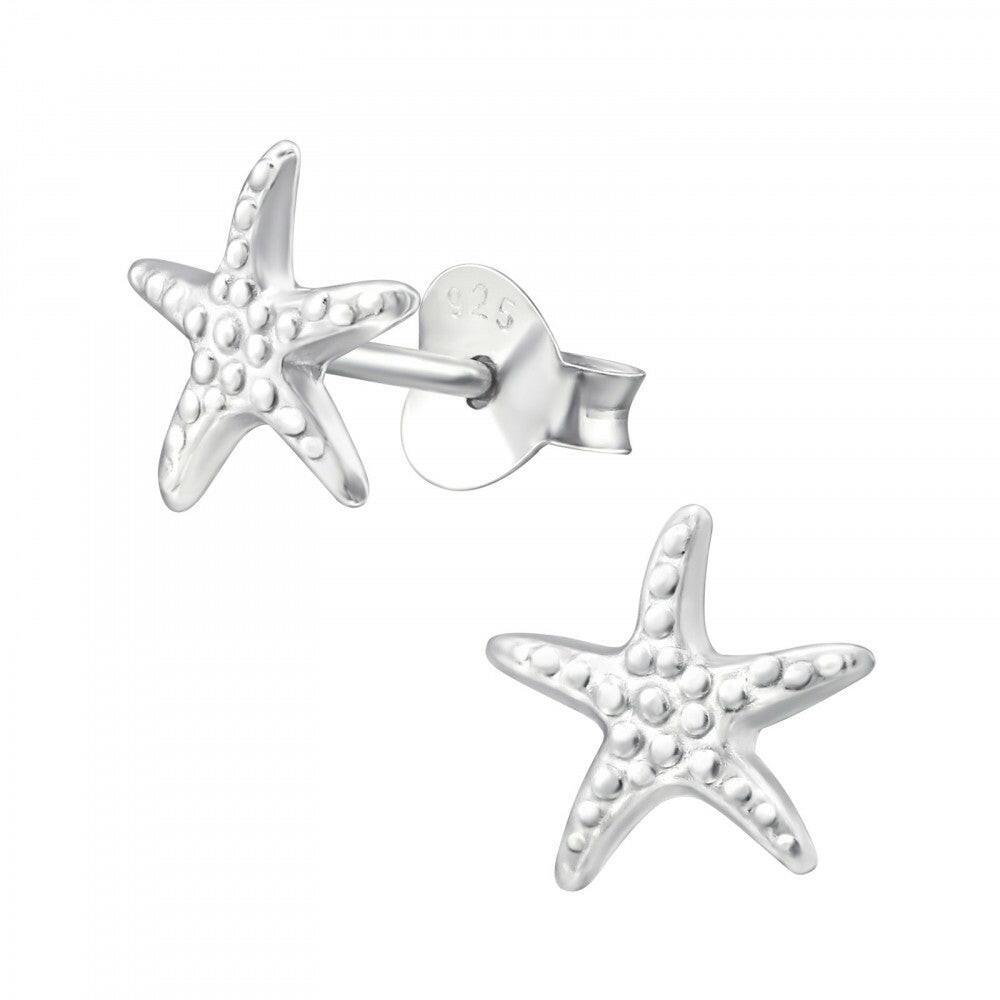 Starfish Silver Stud Earrings - Jewellery for Beach Lovers - Crumble and Core