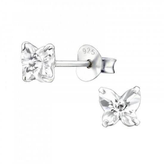 Silver Butterfly Stud Earrings Stylish Sparkling Jewellery - Crumble and Core