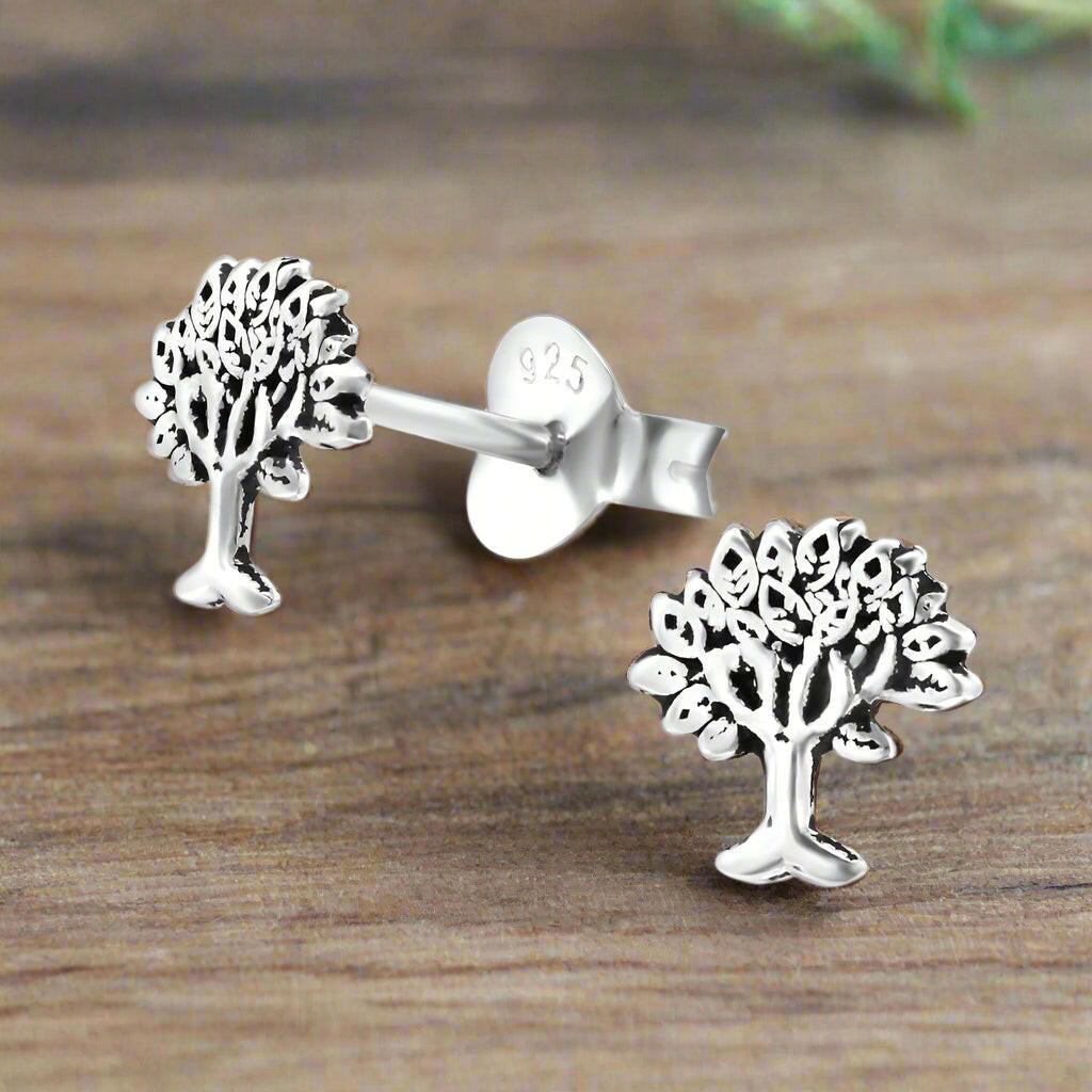 Tree of Life Silver Stud Earrings - Exquisite Silver Jewellery for a Natural Look - Crumble and Core