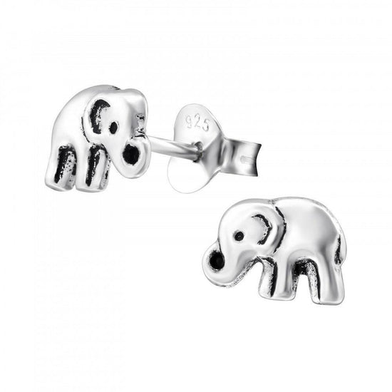Silver Elephant Stud Earrings - Animal-inspired Jewellery - Crumble and Core