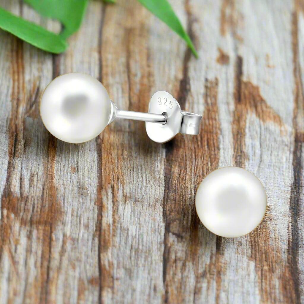 Silver Pearl Stud Earrings - Elegant and Timeless Jewellery for Any Occasion - Crumble and Core