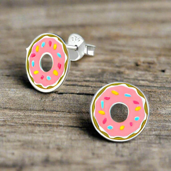 Doughnut Silver Stud Earrings - Delicate and Sweet Jewellery for Any Occasion - Crumble and Core