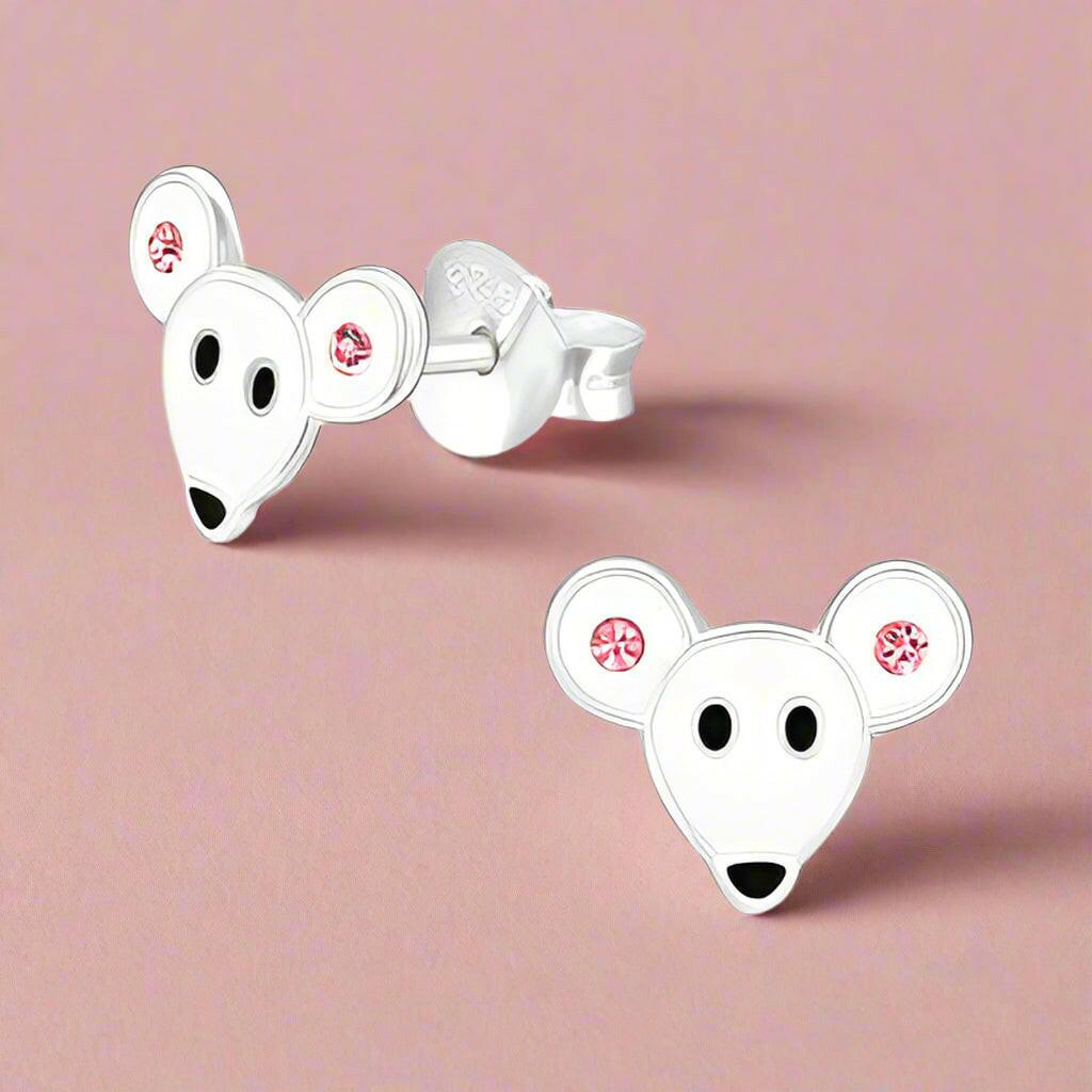 Silver Mouse Stud Earrings - Elegant and Unique Jewellery - Crumble and Core