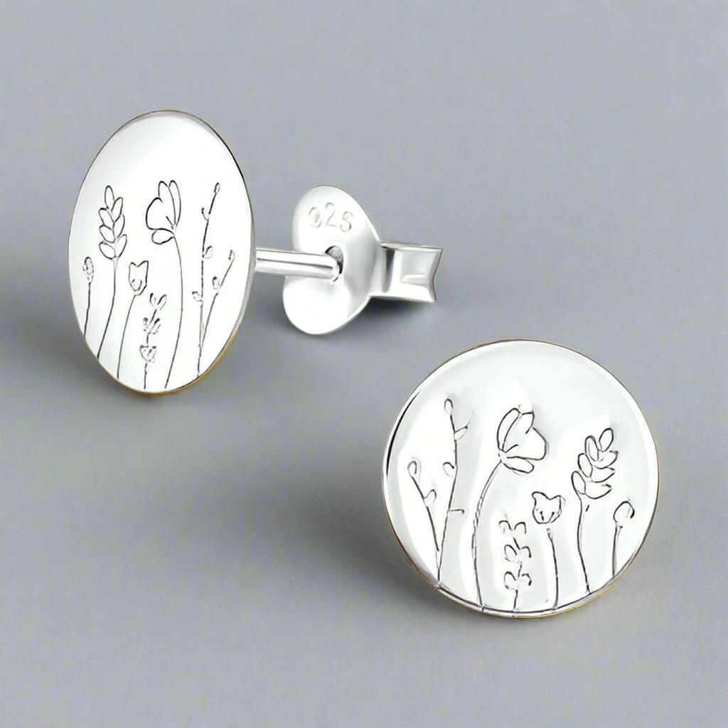 Silver Flower Stud Earrings - Elegant Floral Jewellery for a Touch of Style - Crumble and Core