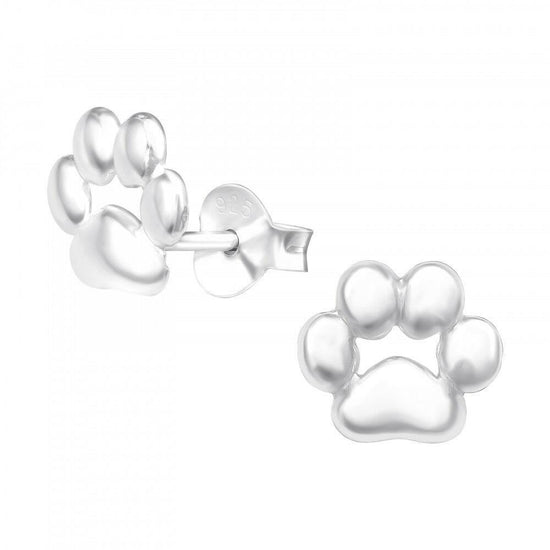 Dog Paw Silver Stud Earrings - Adorable Jewellery for Dog Lovers - Crumble and Core