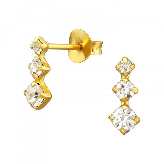 24K Gold CZ Triple Drop Ear Stud - Elegant Jewellery for Any Occasion - Crumble and Core