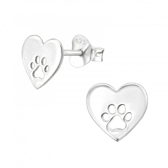 Dog Paw Silver Stud Earrings - Elegant Dog Lover Gift - Crumble and Core
