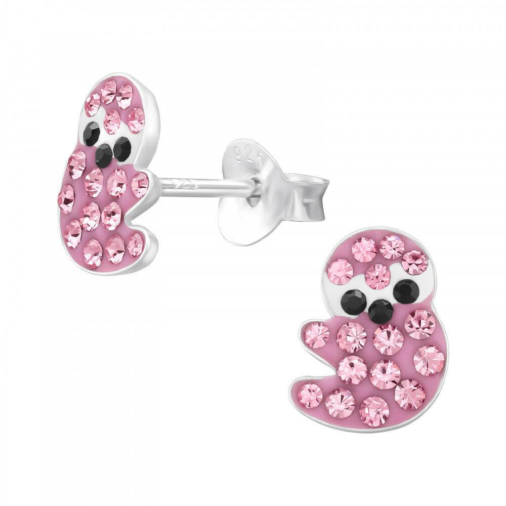Sterling Silver Pink Sloth Stud Earrings on Crumble Babe Big Hugs-Boxed Gift