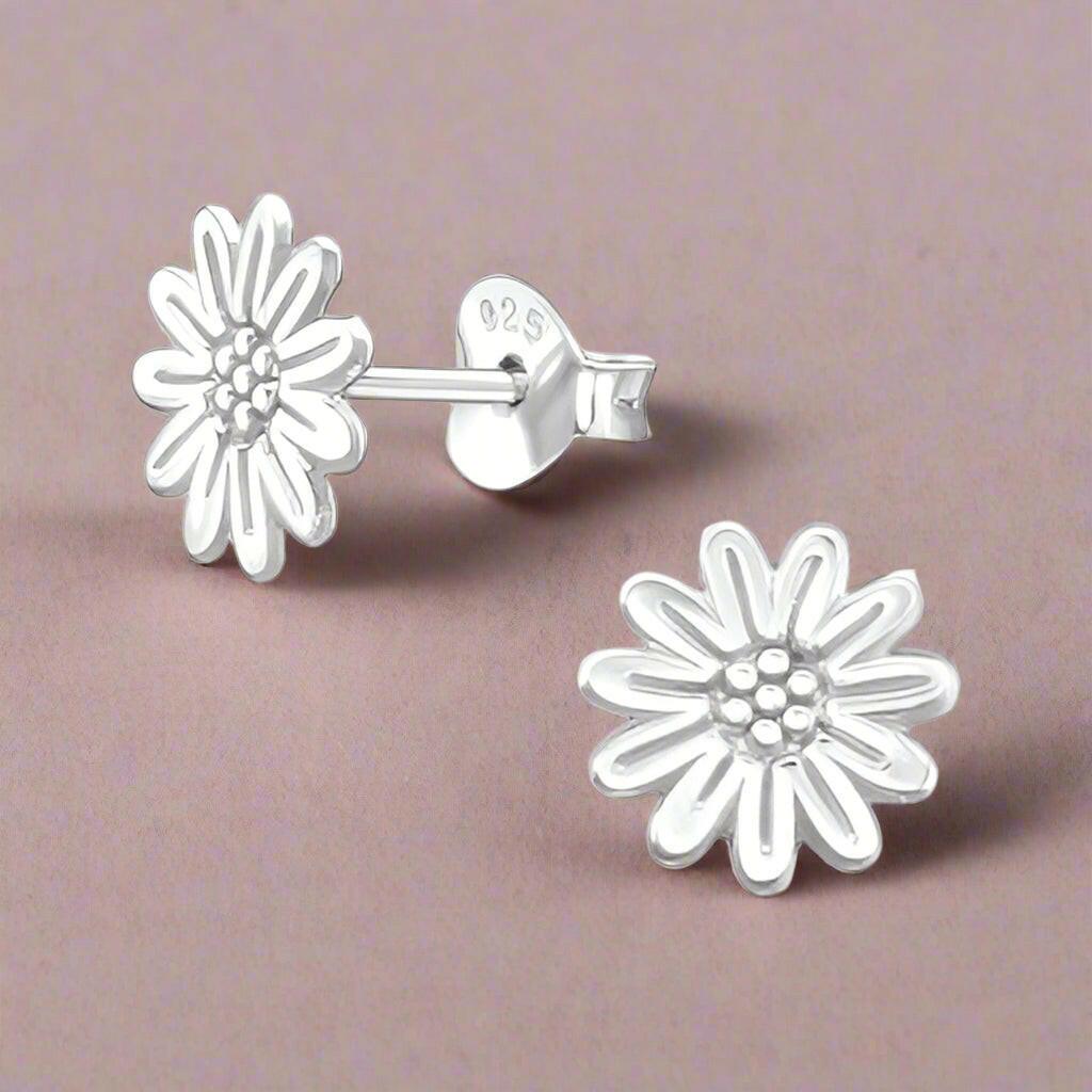 Flower Silver Earrings - Elegant Studs for a Touch of Nature Jewellery - Crumble and Core