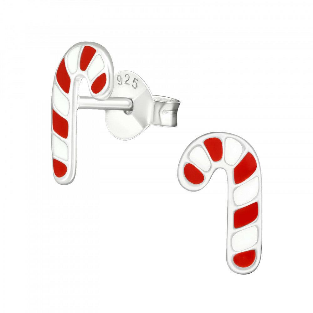 Sterling Silver Christmas Candy Cane Earrings Card and Gift Box - Crumble and Core