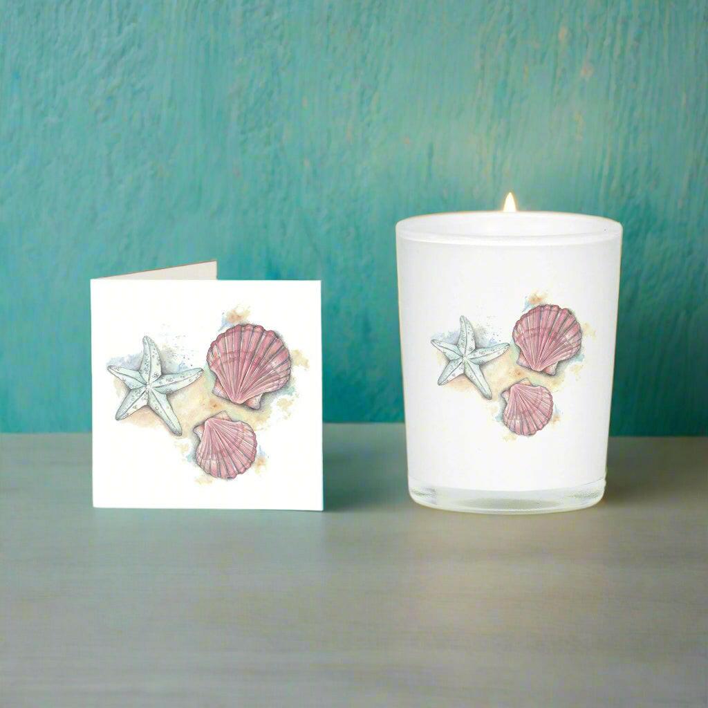Seashells Boxed Candle and Card A Beach-Themed Gift Set for Any Occasion - Crumble and Core
