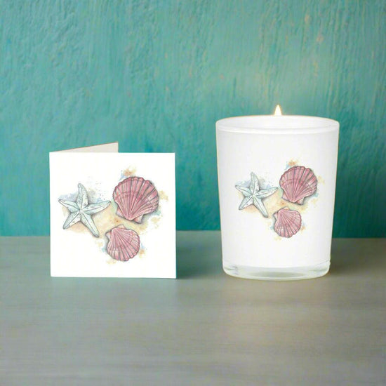 Seashells Boxed Candle and Card A Beach-Themed Gift Set for Any Occasion - Crumble and Core