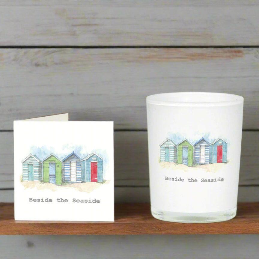 Beach Huts Boxed Candle with Card - Perfect Gift for Any Occasion - Crumble and Core