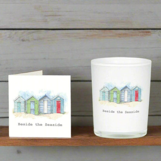 Beach Huts Boxed Candle with Card - Perfect Gift for Any Occasion - Crumble and Core
