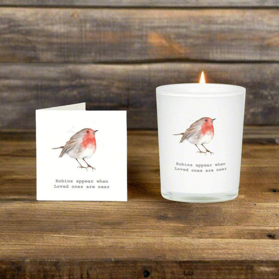 Scented Candle and Robin Card - Perfect Sympathy Gift - Crumble and Core