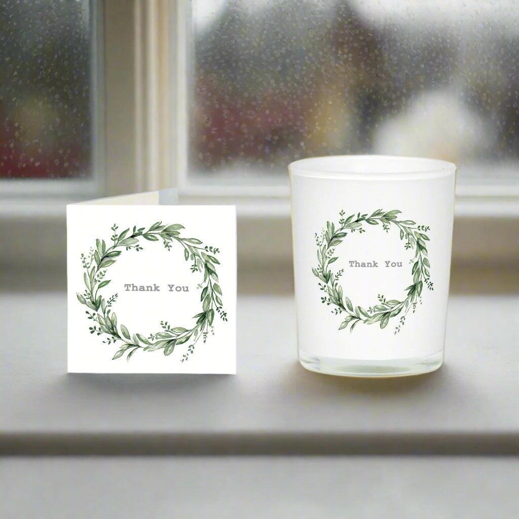 Eucalyptus Thank You - Boxed Candle and Card Gift Set - Crumble and Core