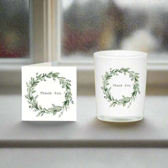 Eucalyptus Thank You - Boxed Candle and Card Gift Set - Crumble and Core