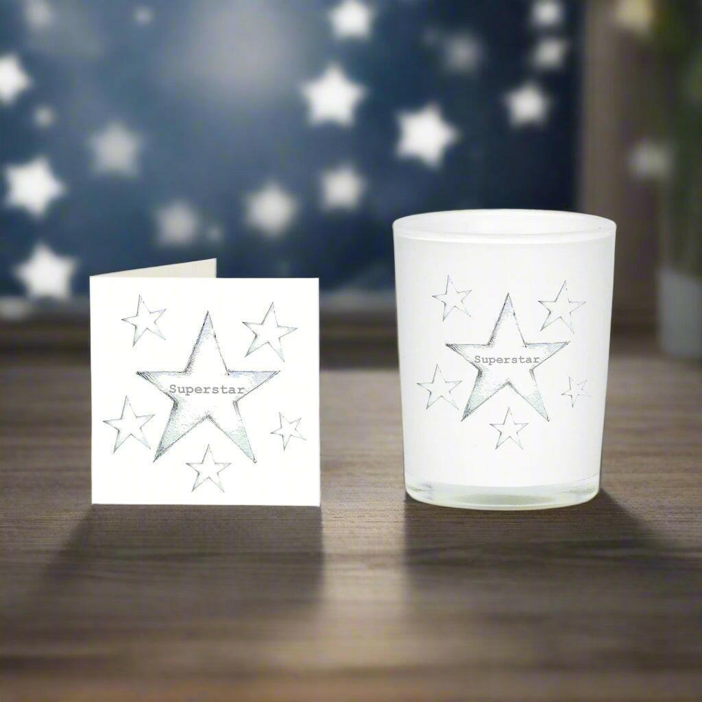 Superstar Boxed Candle and Card - Perfect Thank you or Teachers Gift Set - Crumble and Core