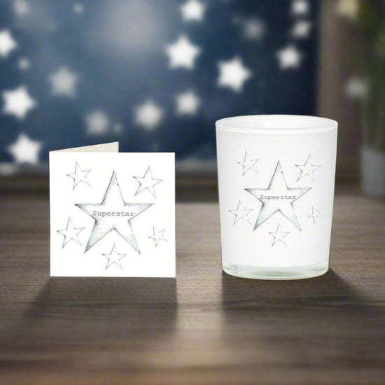 Superstar Boxed Candle and Card - Perfect Thank you or Teachers Gift Set - Crumble and Core
