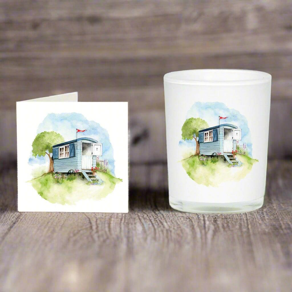Shepherds Hut Candle Box Greeting Card - Perfect for a Cozy Home or Adventurers - Crumble and Core
