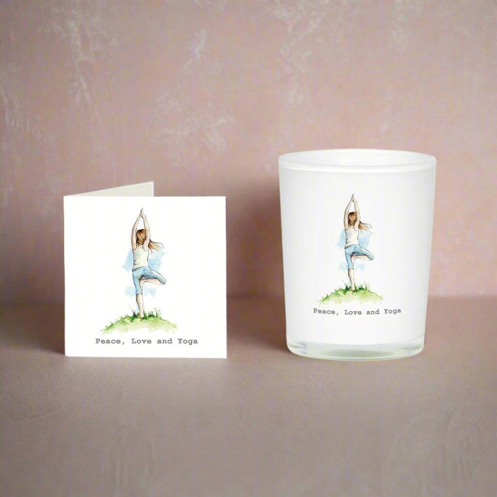 Yoga Boxed Candle and Card - Calming Aromatherapy Gift Set for Meditation and Relaxation - Crumble and Core