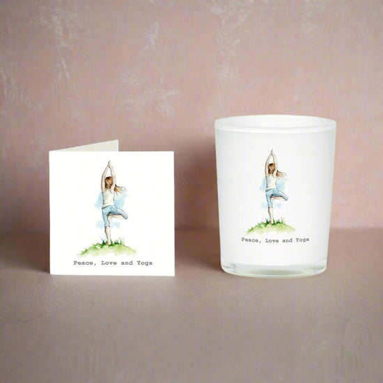 Yoga Boxed Candle and Card - Calming Aromatherapy Gift Set for Meditation and Relaxation - Crumble and Core