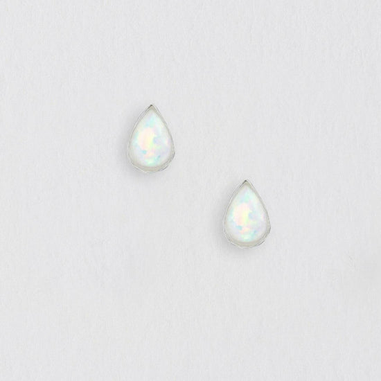 Silver Stud Earrings - Elegant and Timeless Opal Teardrop Jewellery - Crumble and Core