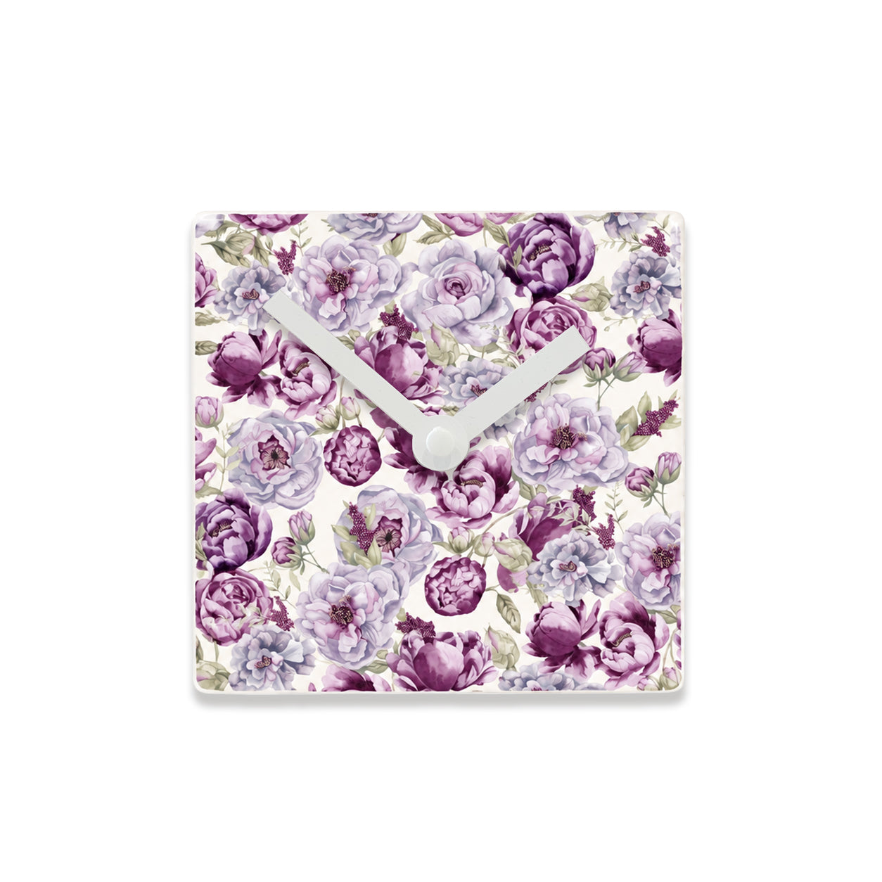 Ceramic Clock Peony Floral Design - Battery Operated Wall Clock