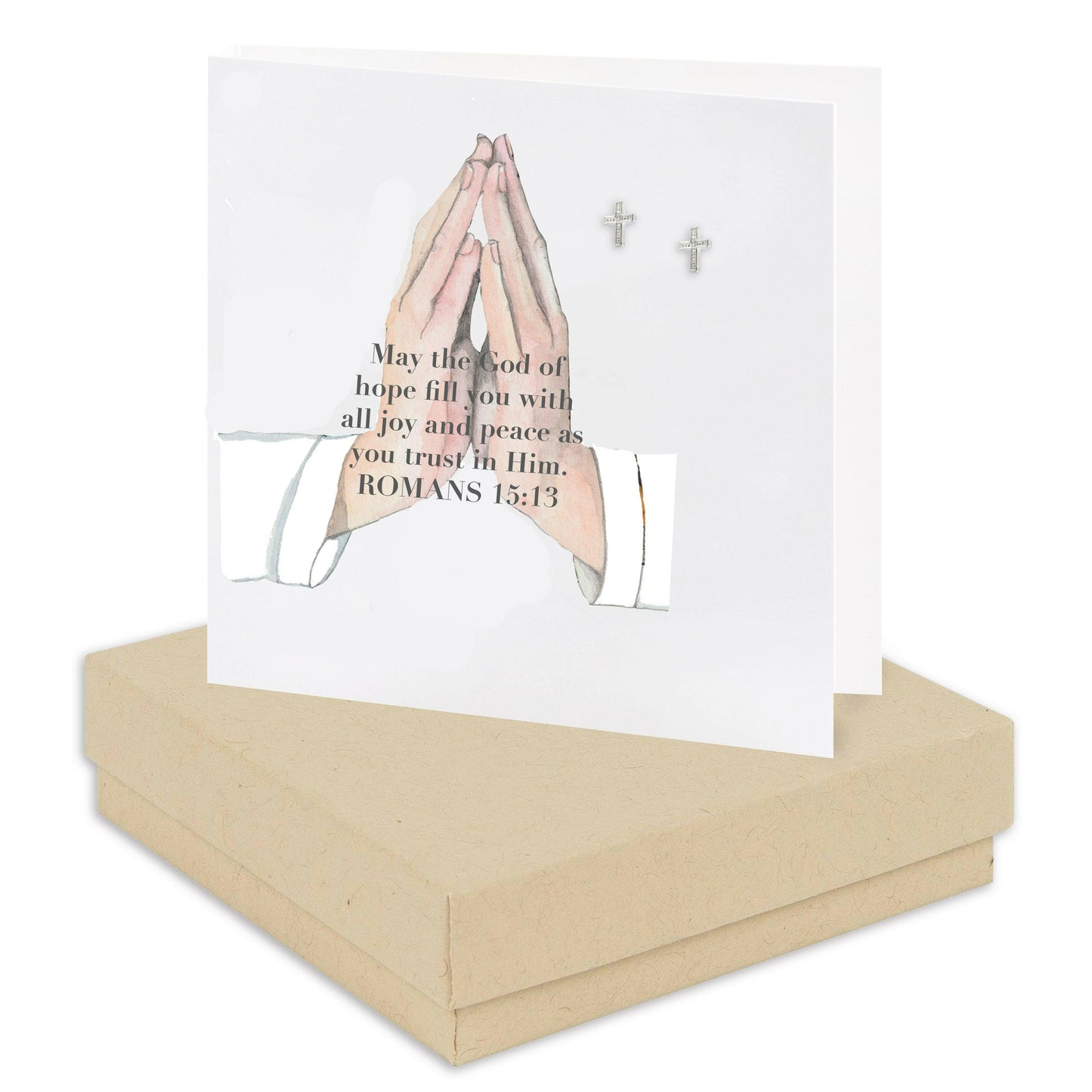 Sterling Silver Stud Earrings with Elegant Prayer Card Gift Box - Crumble and Core
