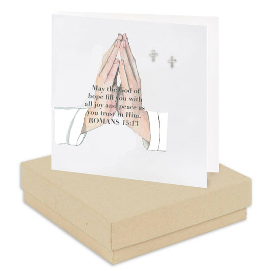 Sterling Silver Stud Earrings with Elegant Prayer Card Gift Box - Crumble and Core