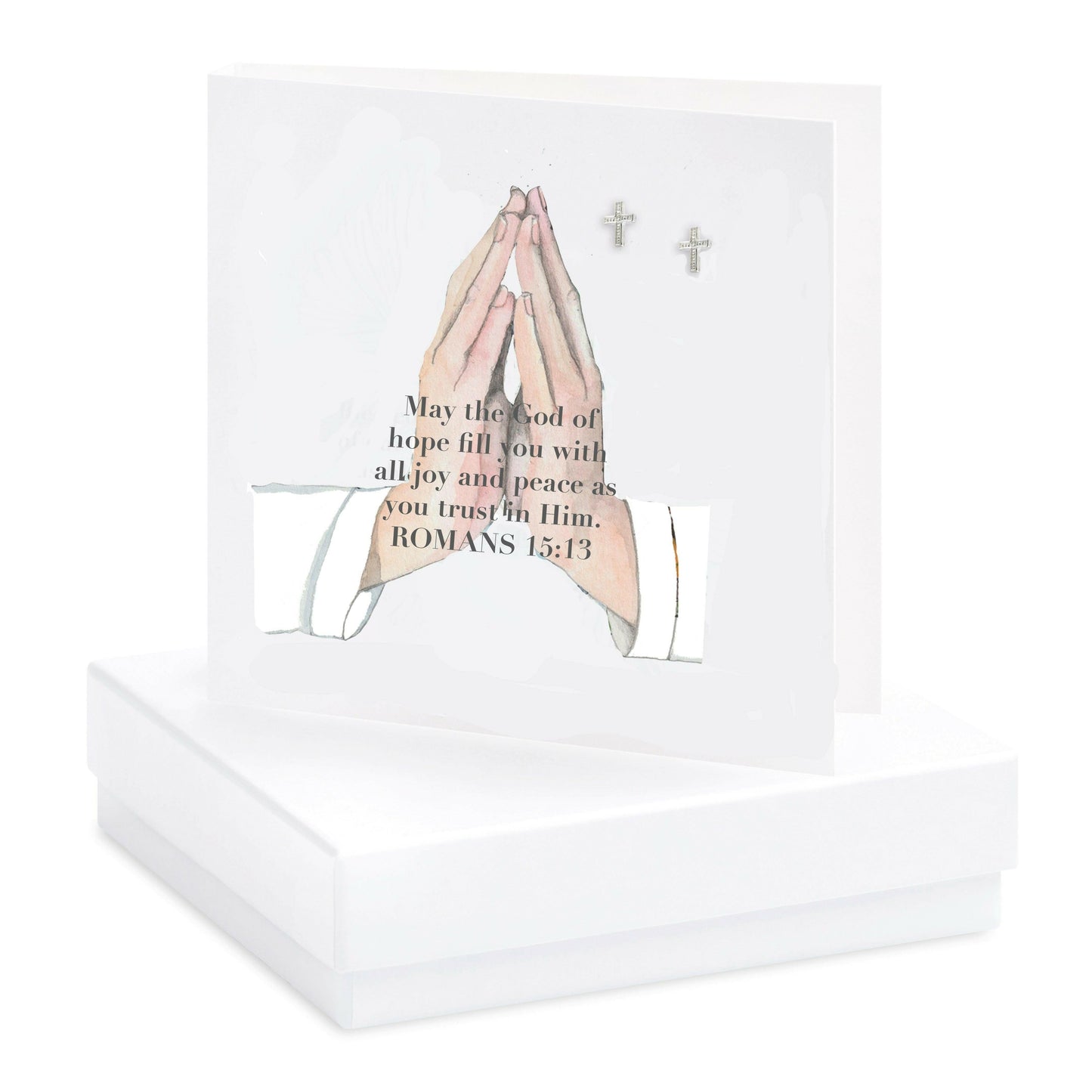 Sterling Silver Stud Earrings with Elegant Prayer Card Gift Box - Crumble and Core