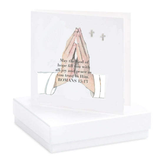 Sterling Silver Stud Earrings with Elegant Prayer Card Gift Box - Crumble and Core
