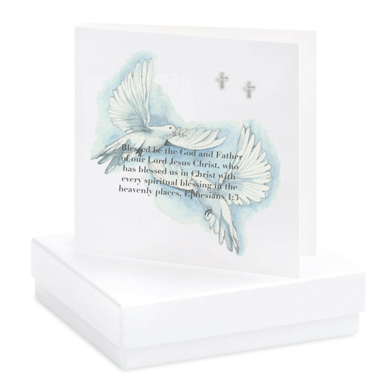Sterling Silver Dove Stud Earrings Elegant Boxed Gift Pair - Crumble and Core