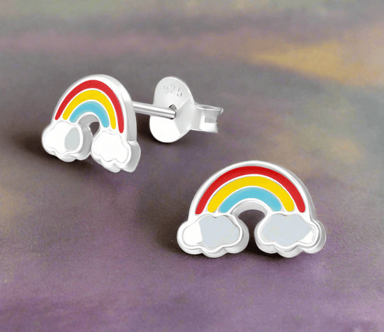 Rainbow Silver Stud Earrings - Vibrant and Versatile Earrings - Crumble and Core