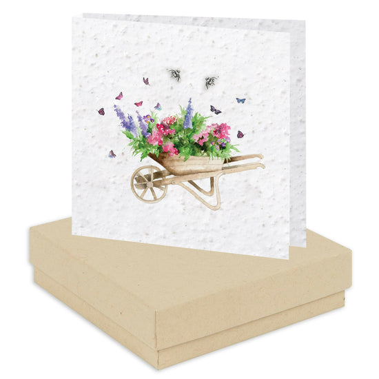 Sterling Silver Stud Earrings with Plantable Seed Card - Boxed Wheelbarrow Design - Crumble and Core